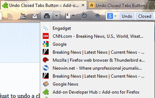 Undo Closed Tabs Button screenshot 1