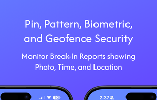Secure the app in 4/6 pin, pattern, OTP 2FA, biometric, and geofence.