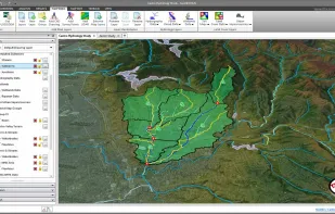 Integrated Cloud-Based Mapping:
Utilize world-wide high-resolution 3D digital elevation terrain data from map services for automated watershed delineation, computation of time of concentration and lag time. Utilize web-based mapping services for aerial orthophotos, FEMA flood maps, watershed delineation, river centerline alignment, and more.