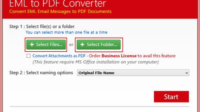 Select EML File(s) or Folder having EML files