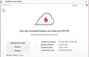 BackBlaze screenshot 2