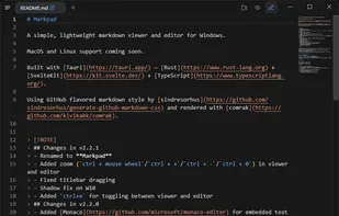 Markdown editor view on Windows