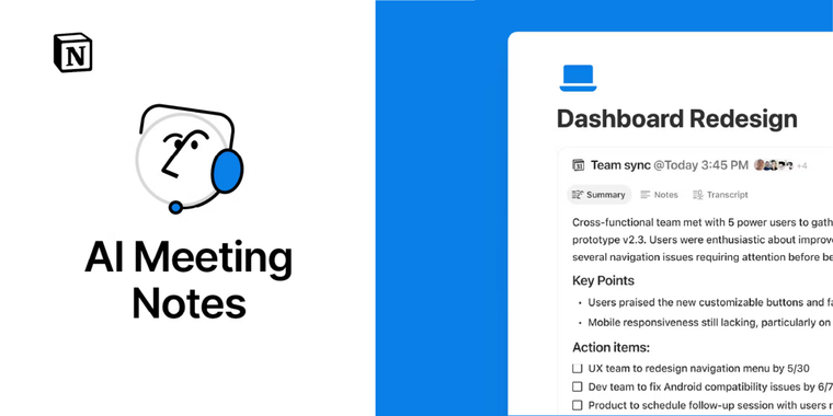 Notion adds AI Meeting Notes, enterprise search, and model picker image