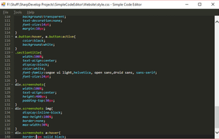 Simple Code Editor in CSS mode with dark theme