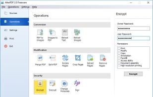 Encrypting PDF and setting permissions