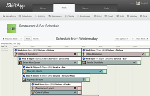 Restaurant Employee Schedule screenshot from ShiftApp.com