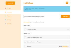 Record all your random thoughts and new ideas.All thoughts you have collected during the day are stored and mailed to you in the evening (after work hours).