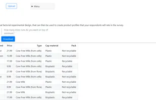 Metrisim conjoint analysis experimental design module