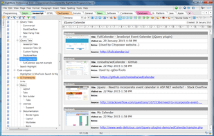 RightNote overview, including a note with some webpage bookmarks.