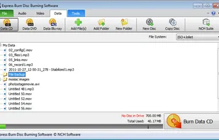 Express Burn Free DVD and CD Burning Software - Main Screen