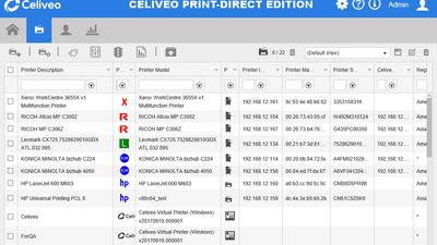 Celiveo WebAdmin:
Print fleet and printing management