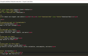 Simple Code Editor in  HTML mode with light theme