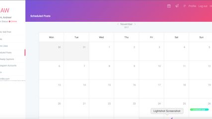 A calendar with scheduled posts