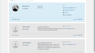 List of active contacts. Simple and convenient operation. Quick search and filtering by list. The more contacts - the better the communication!