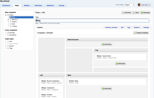 The pages module, used to organize your website's structure.
