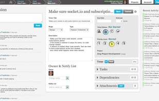 Ticket View - ZingProject lets you put a lot into a ticket.  Everything you can do in a project in Basecamp, you can do in just a single ticket in ZingProject, plus much more.
