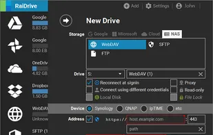 RaiDrive Add WebDAV
