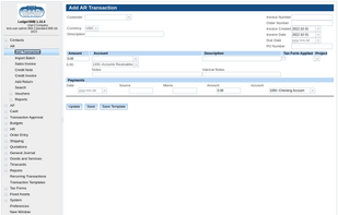 AR transaction entry.