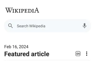 The main page of the English Wikipedia (Android).