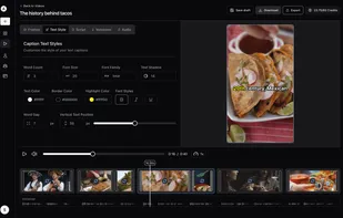 Easy-to-use video editor to customize your AI-generated video. Customize text styles, regenerate voiceovers, trim or replace video clips, and more.