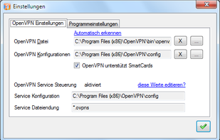 settings window (German translation)