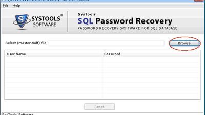 Browse MDF file to recover password
