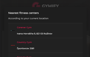 Mobile app for clients - Choosing gym