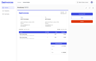 ZeeInvoices screenshot 1