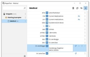 Interface with starting examples