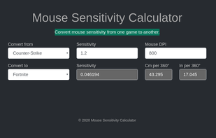 Mouse Sensitivity Calculator screenshot 1