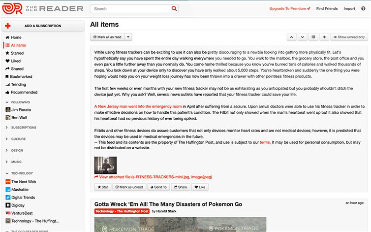 The Old Reader: Web based RSS reader | AlternativeTo
