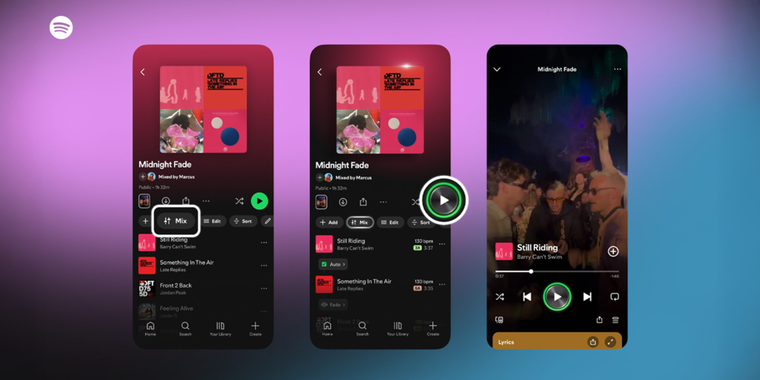 Spotify adds custom playlist mixes with song transitions for Premium users image
