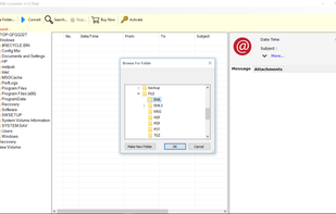 Select the folder that contain eml files.