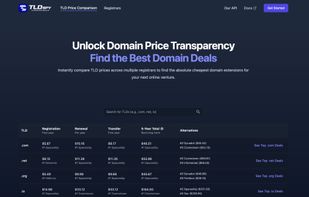 Website for registrar price comparison