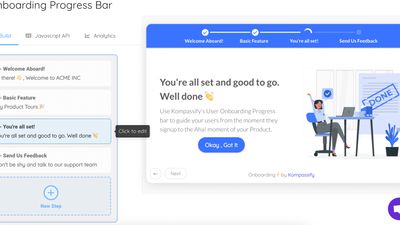 This is a Kompassify onboarding progress bar,  a powerful step-by-step tool to help you pilot your users in their onboarding journey from the moment they signup to their "Aha!" moment.