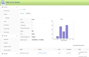 Users printing history.