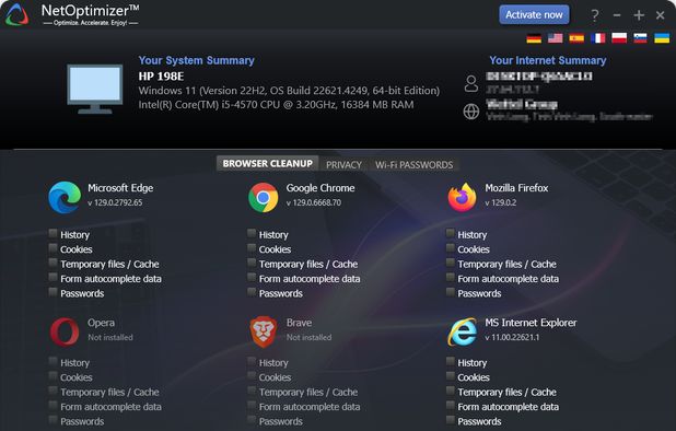 NetOptimizer screenshot 1