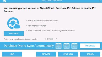 Sync2 Cloud Free version reminder