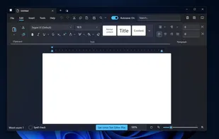 Ivirius Text Editor (Free version) in Dark Mode, with Ruler & Status Bar enabled, and window resized to be wider