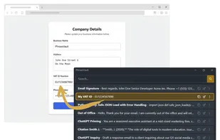 Autofill commonly used Strings in Forms like Tax IDs, IBANs and Phone Numbes