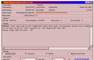 Video Memory Stress Test screenshot 1
