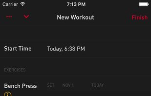 Starting a new workout is fool-proof. See what weight you lifted last you performed an exercise and get instant feedback for new PRs.