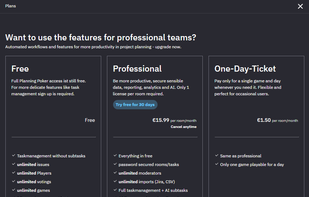 Agile Casino offers 3 plans: a
free version, a professional plan with more features, and a
one-day ticket for short use. The pro version includes AI
tools, no ads, and more task options. You can cancel any time.