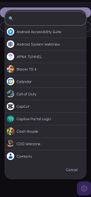 Selecting from installed apps
