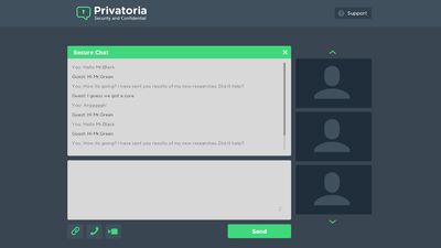 An online chat software that provides text, voice and video one-to-one communication between two or more companions Privatoria server’s involvement