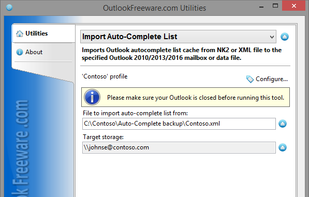 Import Auto-Complete List for Outlook screenshot 1