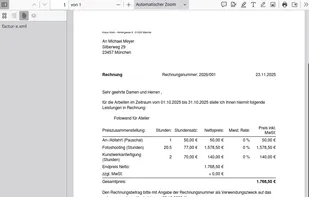 generated e-invoice with factor-x attachment