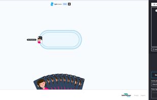 Inside the game room, players
sit around a table and vote with cards. On the right, you can see tasks, players, and AI tools. You can also invite others and give feedback. Easy