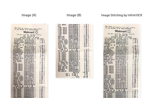 Image stitching by OCR