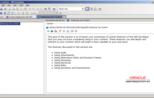 UPK application content enhancement features
